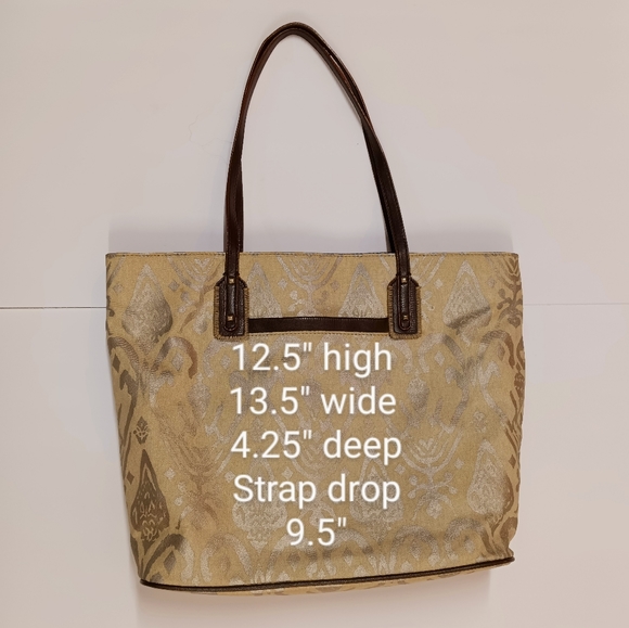 Stella & Dot La Totale Medium Tote Bag Metallic Ikat Print - Picture 8 of 10